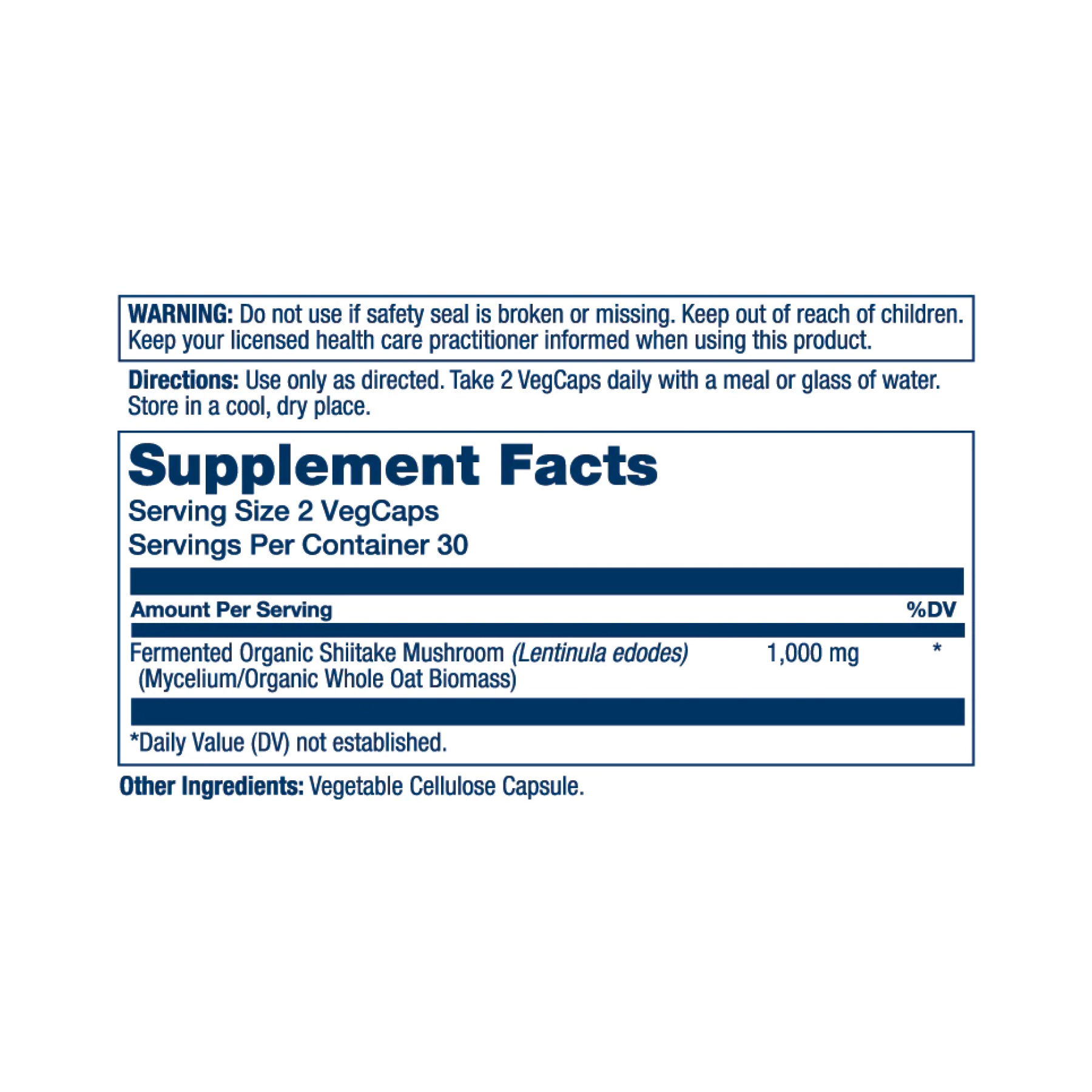 Solaray Fermented Shiitake Mushroom 1000mg - 60 vcaps 2023-10-2146
