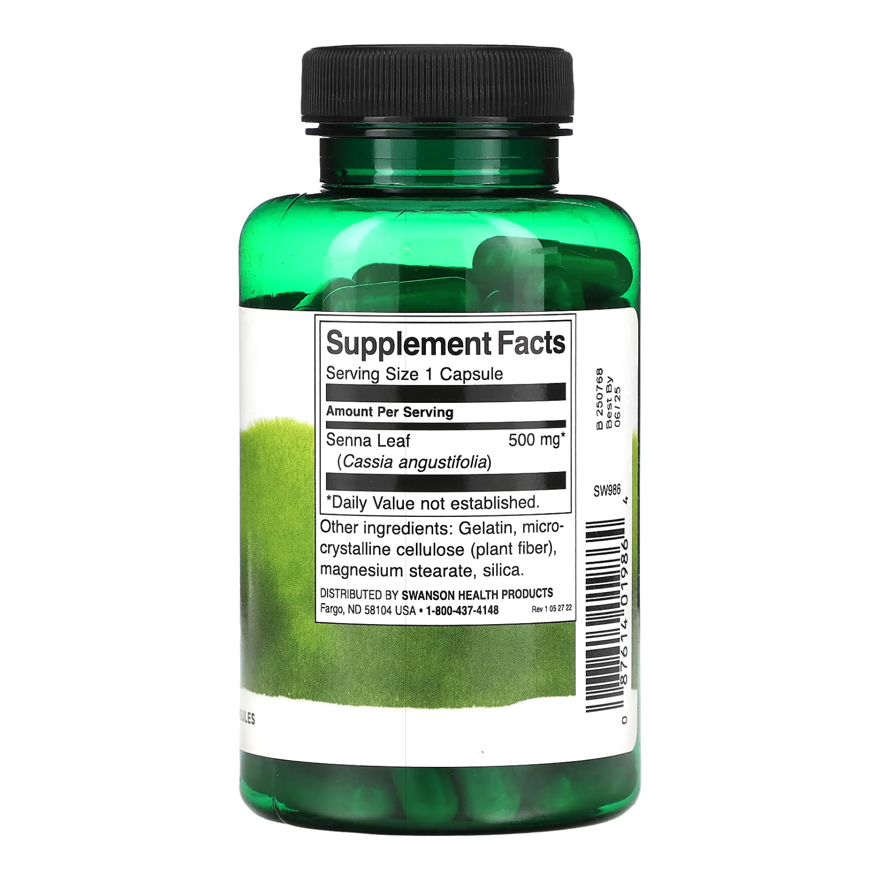 Swanson Senna Leaf 500mg - 100 сaps 2023-10-4073