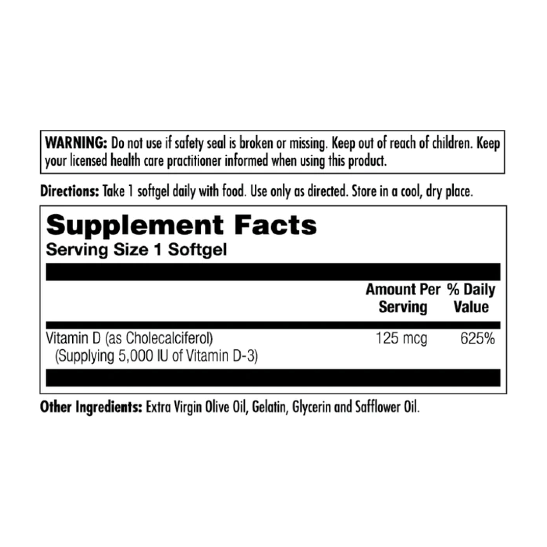 KAL D-3 5000 IU 125mcg - 90 Softgel 2022-10-1773
