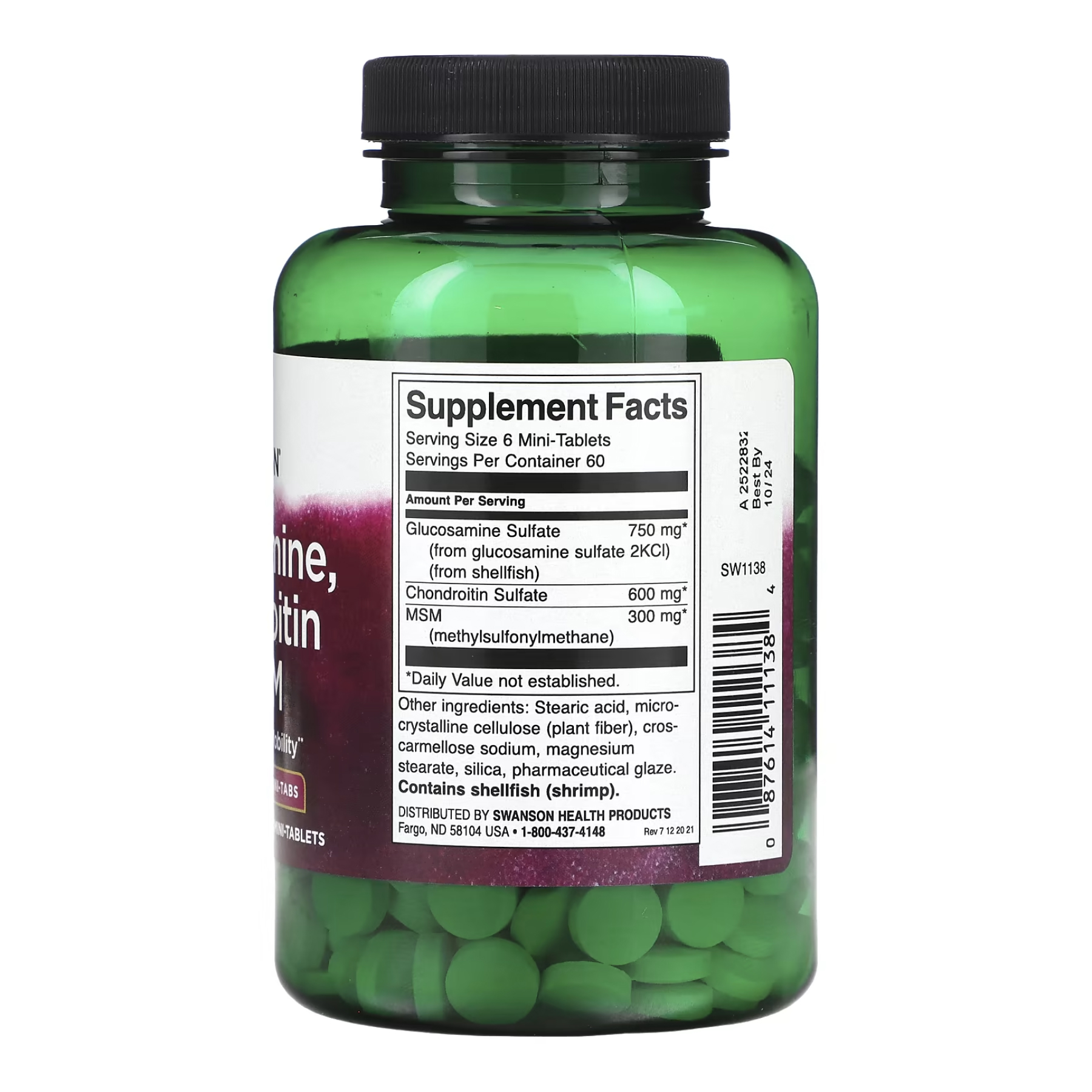 Swanson Glucosamine, Chondroitin & Msm Mini Tabs - 360 tabs (До 09.26) 2023-10-7865