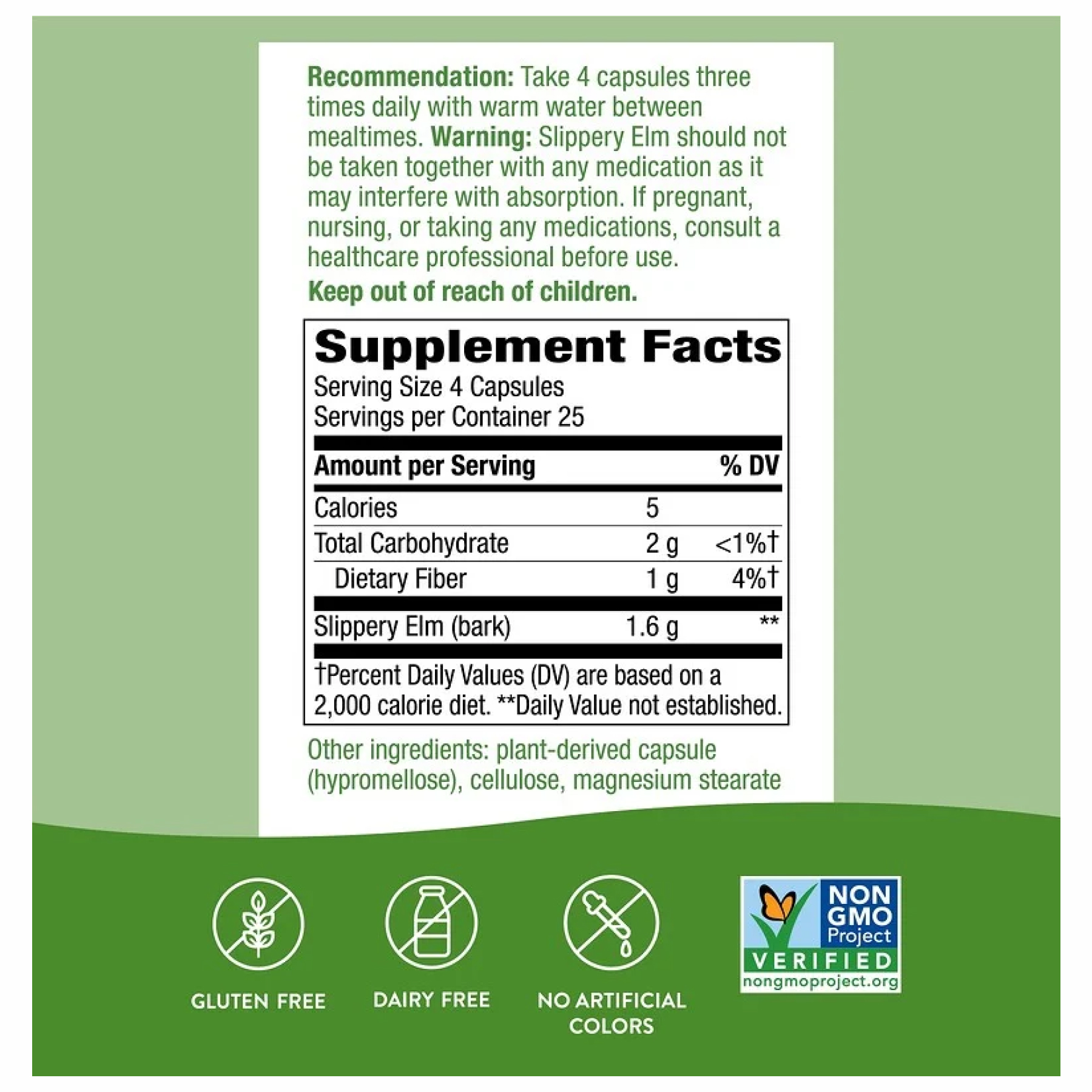 Nature's Way Slippery Elm Bark - 100 vcaps 2022-10-0608