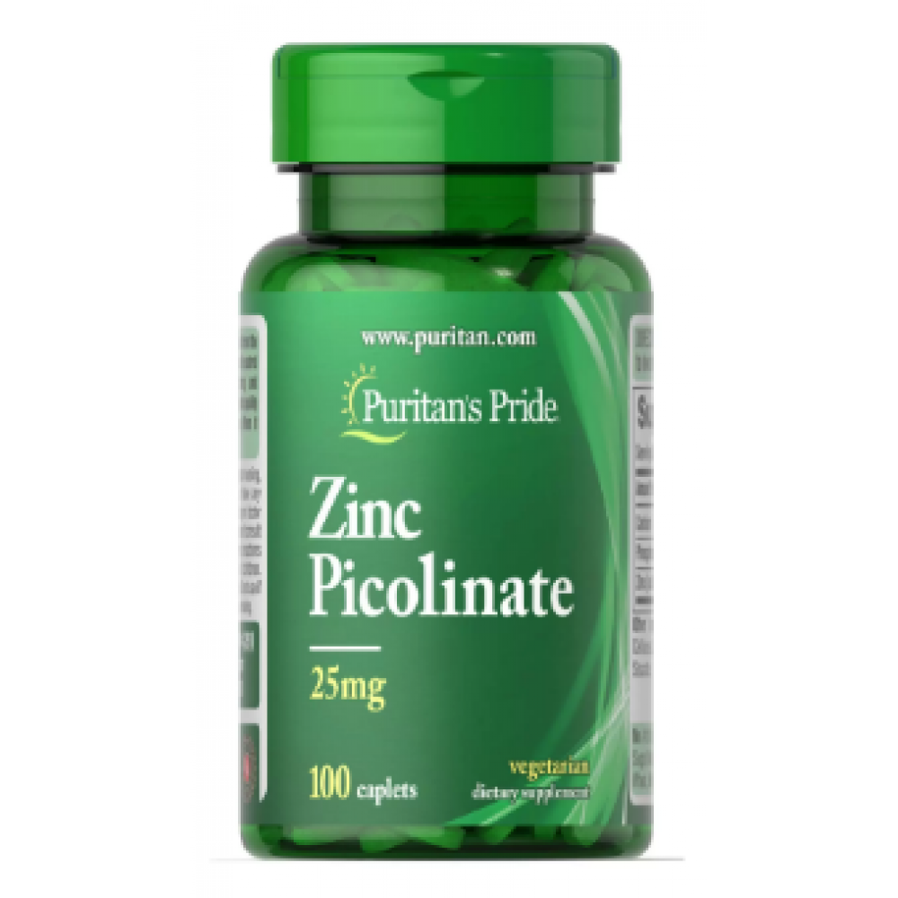Puritans Pride Zinc Picolinate 25 mg - 100 Caplets 100-28-5765146-20