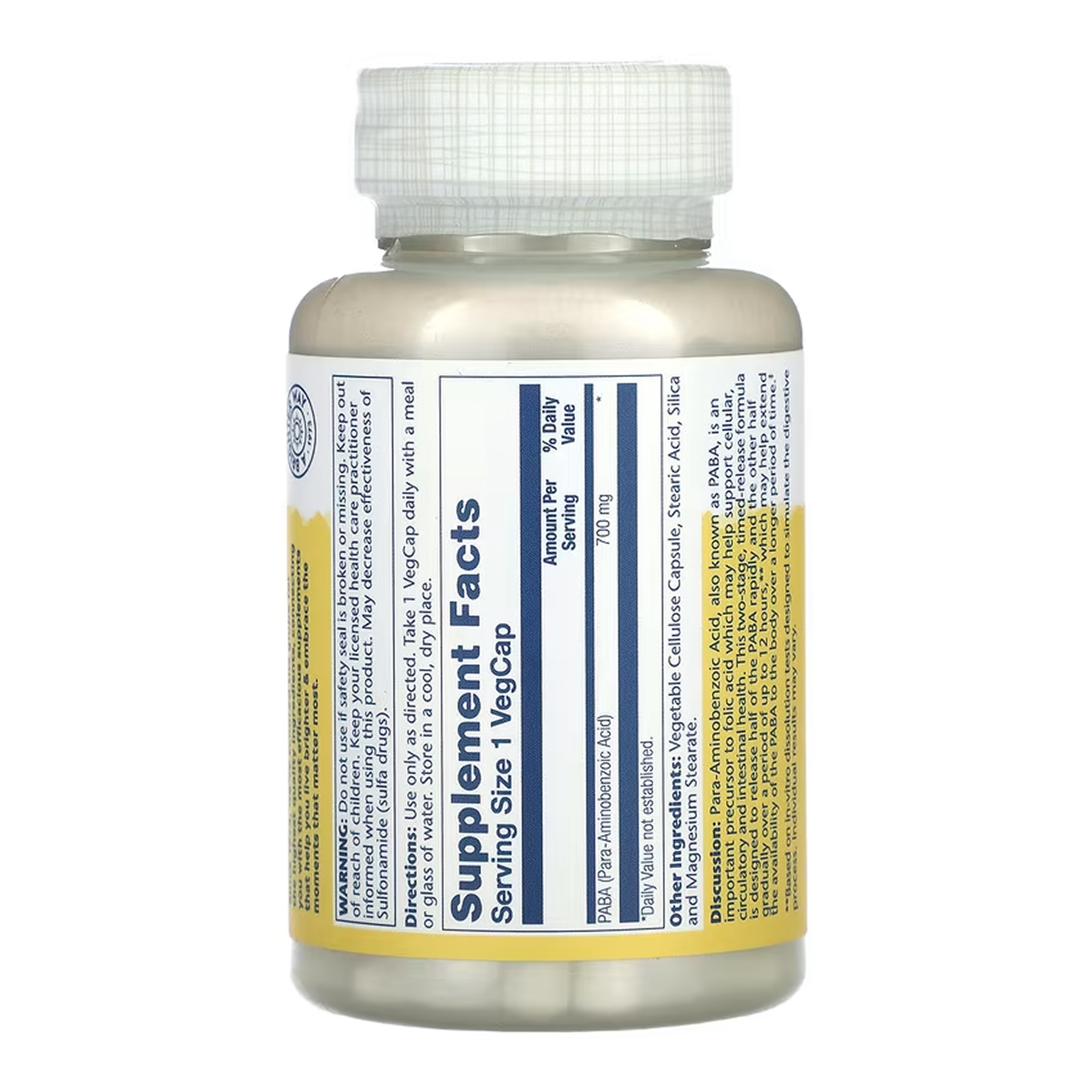 Solaray PABA 700mg - 100 vcaps 2023-10-6876