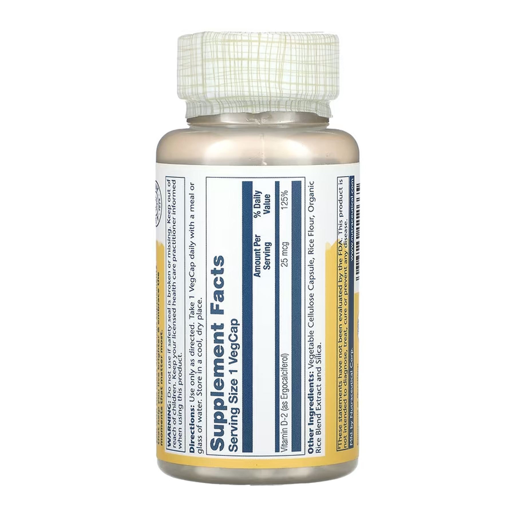 Solaray Vitamin D-2 25 mcg - 60 vcaps 2023-10-6764