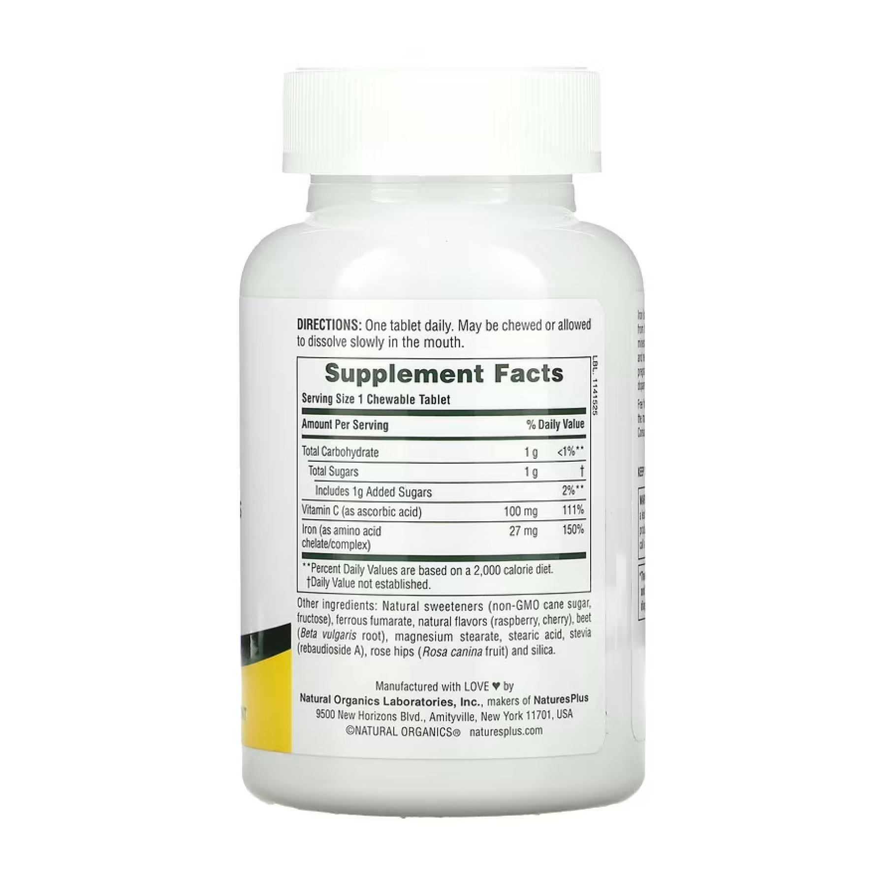 Nature's Plus Iron 27 mg with Vitamin C Herbs - 90 tabs 2023-10-2361
