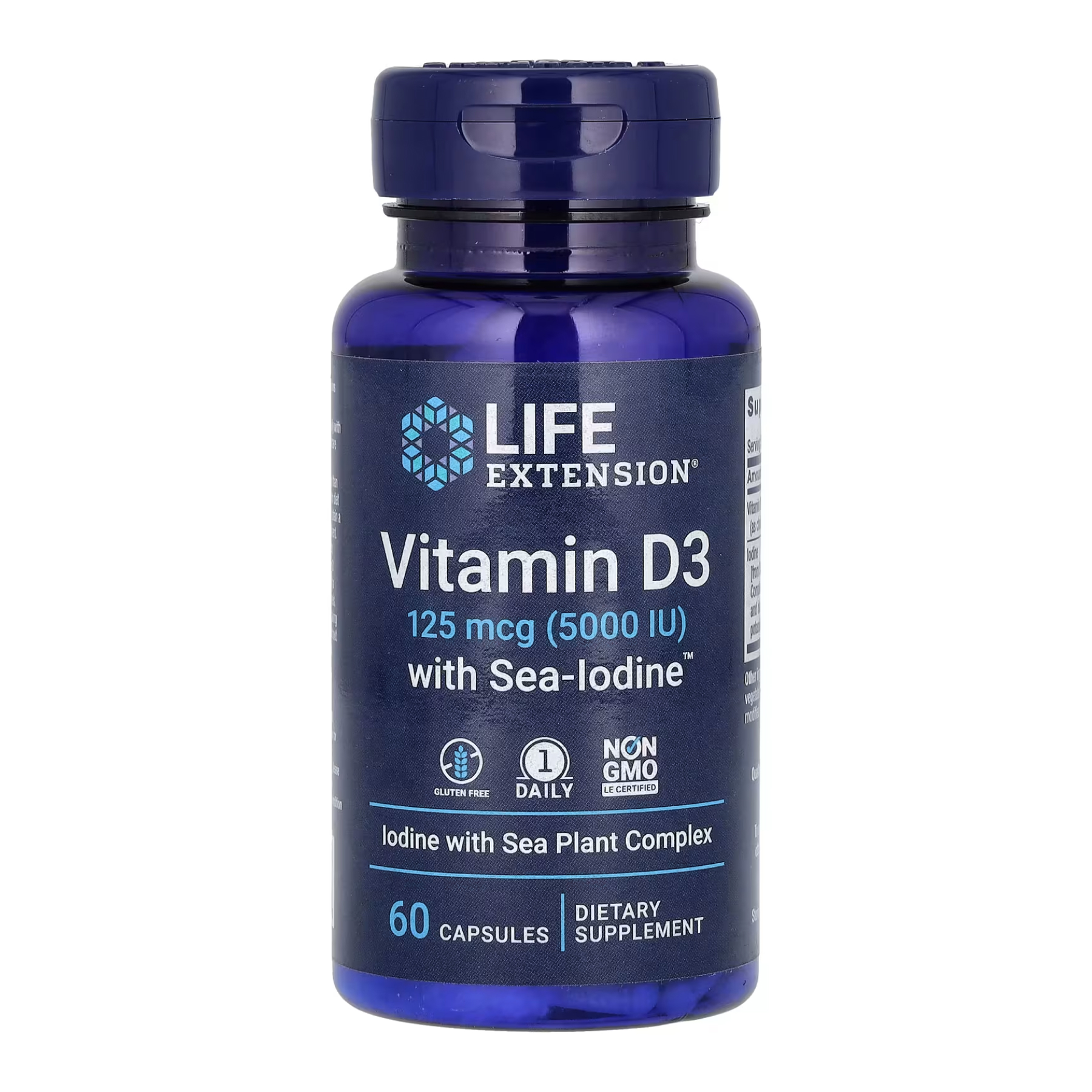 Life Extension Vit D3 with Sea-Iodine™ 125 mcg (5000 IU) - 60 caps 2022-10-1914