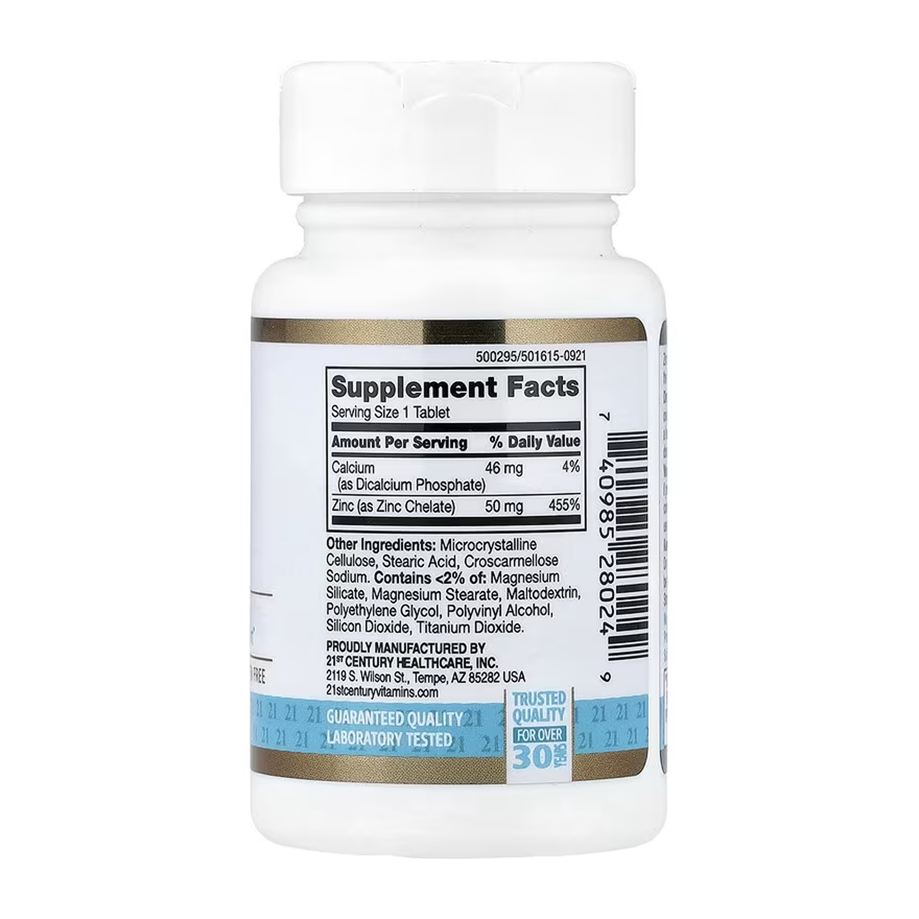 21st Century Zinc Chelated 50 mg - 60 tabs (Повреждена банка) 2024-11-0405
