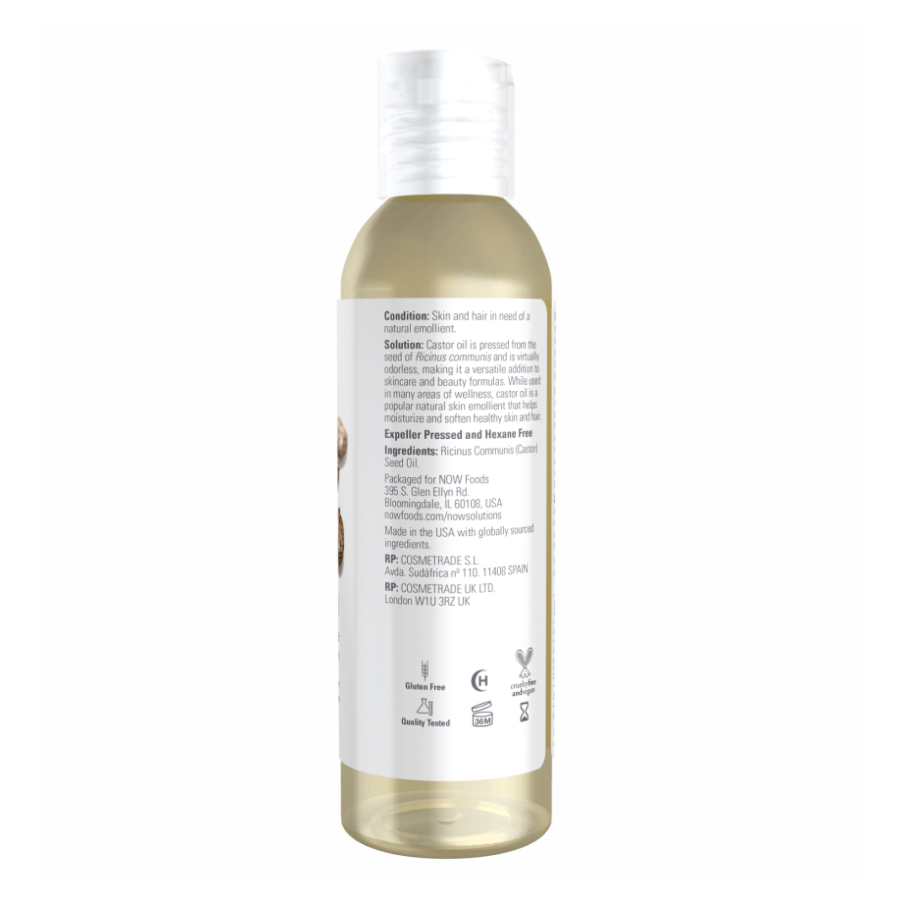 Now Foods Castor Oil - 118 ml pure 100-66-4799148-20